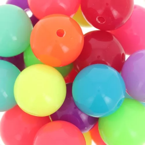 Assortimento di perline rotonde 12 mm - Multicolore fluorescente x20