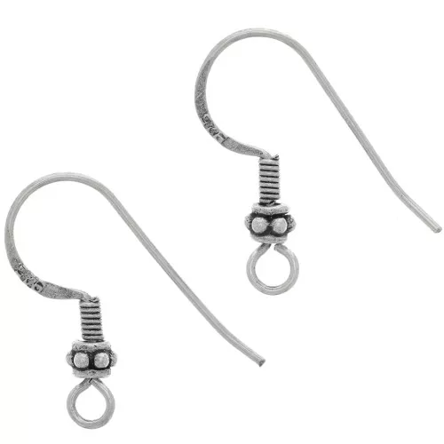 Ganci per orecchie 20 mm con piccolo fiore - Argento 925 ossidato x2