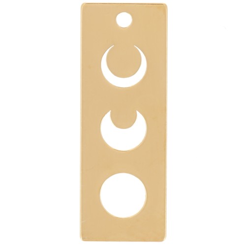 Pendente rettangolo 18x6,5 mm con motivo a luna - escluso da Perles&Co - Dorato in oro fino