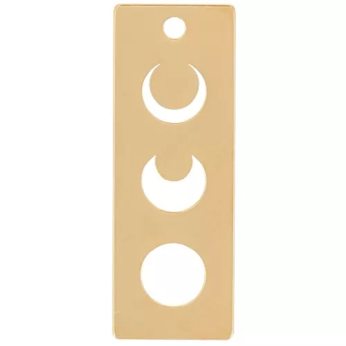 Pendente rettangolo 18x6,5 mm con motivo a luna - escluso da Perles&Co - Dorato in oro fino