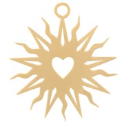 Pendente sole scavato 16 mm cuore - esclusiva Perles&co - Dorato oro fino x1|raw }}