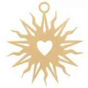Pendente sole scavato 16 mm cuore - esclusiva Perles&co - Dorato oro fino x1