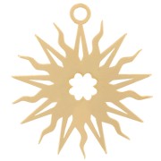 Pendente sole scavato 16mm quadrifoglio escluso da Perles&co - Dorato oro fino x1