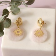 Pendente sole scavato 16mm quadrifoglio escluso da Perles&co - Dorato oro fino x1