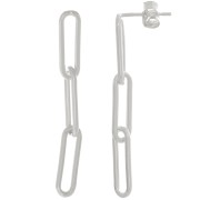 Orecchini perno con catena rettangolare 36x4 mm - Argento 925 x2