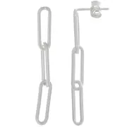 Orecchini perno con catena rettangolare 36x4 mm - Argento 925 x2