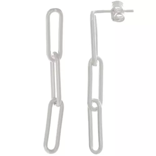 Orecchini perno con catena rettangolare 36x4 mm - Argento 925 x2