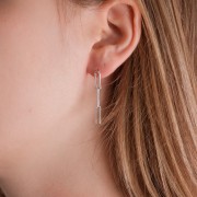 Orecchini perno con catena rettangolare 36x4 mm - Argento 925 x2