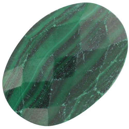 Cabochon ovale sfaccettato in pietra semi preziosa 18x13 mm - Malachite x1