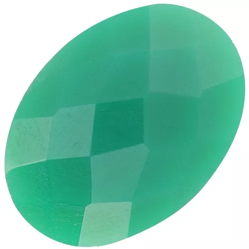 Cabochon ovale sfaccettato 18x13 mm in pietra preziosa colorata - Onice verde x1