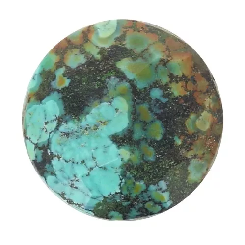 Cabochon tondo sfaccettato 10 mm in pietra semipreziosa - Turchese x1