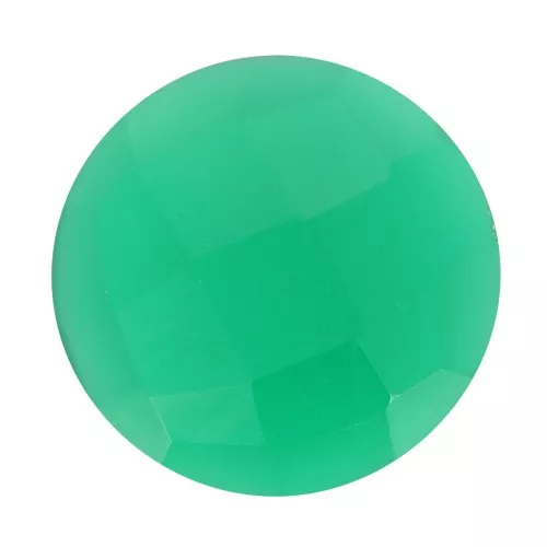 Cabochon tondo sfaccettato 10 mm in pietra preziosa colorata - Onice verde x1