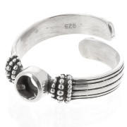 Anello con cabochon fondo piatto 4mm - Misura da 48 a 54 - Argento 925 ossidato x1