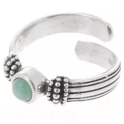 Anello con cabochon fondo piatto 4mm - Misura da 48 a 54 - Argento 925 ossidato x1