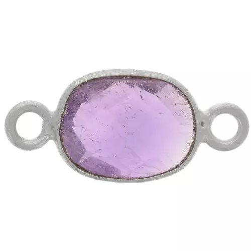Distanziatore ovale sfaccettato 8x6 mm - Argento 925 - Ametista x1