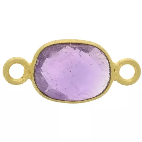Distanziatore ovale sfaccettato 8x6mm Argento 925 Dorato Oro fino - Ametista