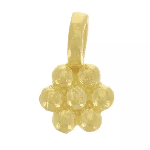 Mini ciondolo Fiore 5,5 mm - Argento 925 dorato con oro fino x1
