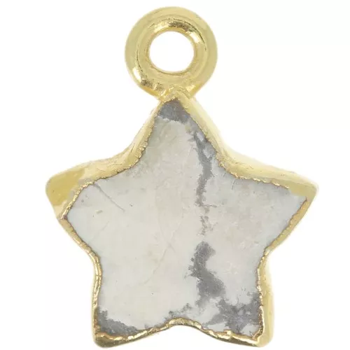 Ciondolo stella sfaccettato 14x11mm - Argento 925 dorato con oro fino - Howlite x1