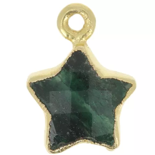 Ciondolo stella sfaccettato 14x11 mm - Argento 925 dorato - Avventurina x1