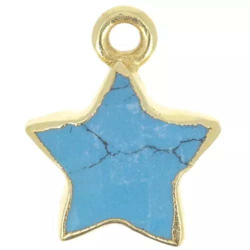 Ciondolo stella sfaccettata 14x11mm arg925 dorato oro fino - imitazione turchese