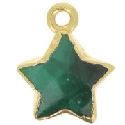 Ciondolo stella sfaccettata 14x11mm -Argento 925 dorato con oro fino-Malachite x1|raw }}