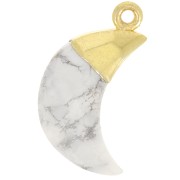 Ciondolo luna sfaccettato 23x12 mm - Argento 925 dorato - Howlite x1