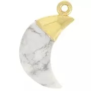 Ciondolo luna sfaccettato 23x12 mm - Argento 925 dorato - Howlite x1