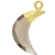 Ciondolo luna sfaccettato 22x12 mm - Argento 925 dorato - Quarzo fumé x1