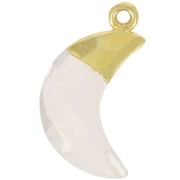 Ciondolo luna sfaccettato 22x12 mm - Argento 925 dorato - Quarzo rosa x1|raw }}