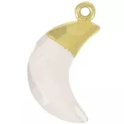 Ciondolo luna sfaccettato 22x12 mm - Argento 925 dorato - Quarzo rosa x1