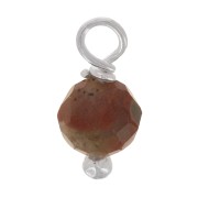 Ciondoli rotondi sfaccettati da 3 mm in diaspro rosso su chiodo in argento 925 x6