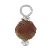 Ciondoli rotondi sfaccettati da 3 mm in diaspro rosso su chiodo in argento 925 x6