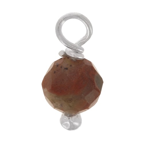 Ciondoli rotondi sfaccettati da 3 mm in diaspro rosso su chiodo in argento 925 x6