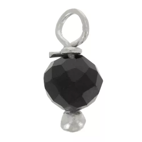 Ciondoli rotondi sfaccettati da 3 mm in Onice nero su chiodo in argento 925 x6