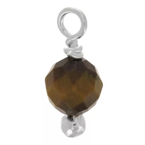 Ciondoli tondi sfaccettati 3 mm Occhio di tigre su chiodo in argento 925x6