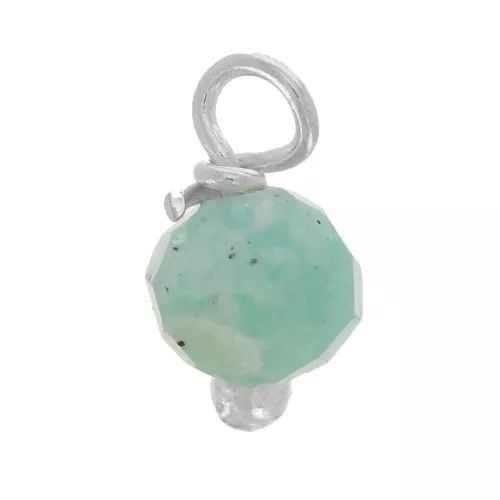 Ciondoli tondi sfaccettati in amazzonite da 3 mm su chiodo in argento 925 x6