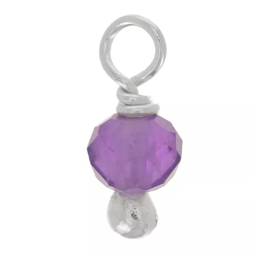 Ciondoli rotondi sfaccettati 3 mm Ametista su chiodo in argento 925 x6