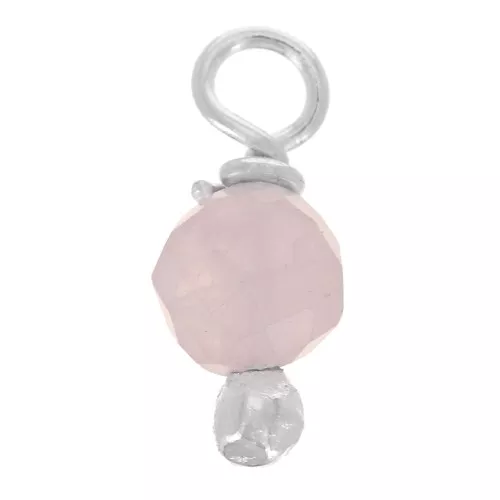 Ciondoli rotondi sfaccettati da 3 mm di quarzo rosa su chiodo in argento 925 x6