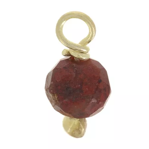 Ciondoli rotondi sfaccettati da 3 mm in diaspro rosso su chiodo arg925 dorato x6