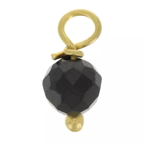 Ciondoli rotondi sfaccettati da 3 mm in onice nero su chiodo arg925 dorato x6