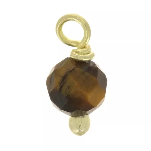 Ciondoli rotondi sfaccettati 3 mm occhio di tigre su chiodo arg925 dorato x6