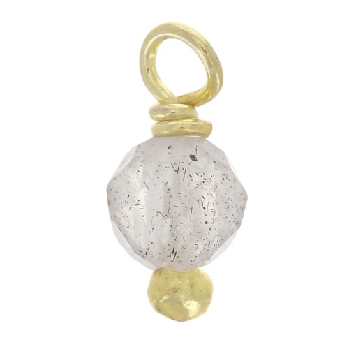 Ciondoli rotondi sfaccettati da 3 mm in labradorite su chiodo arg925 dorato x6