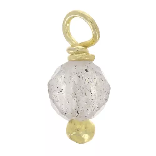 Ciondoli rotondi sfaccettati da 3 mm in labradorite su chiodo arg925 dorato x6