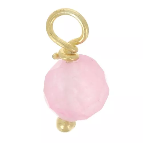 Ciondoli rotondi sfaccettati da 3 mm in quarzo rosa su chiodo arg925 dorato x6