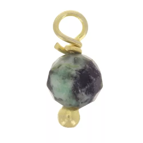 Ciondoli rotondi sfaccettati 3 mm di turchese africano su chiodo arg925 dorato x6
