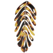 Pendente a forma di foglia 71x28 mm - Tartaruga - Marrone - Nero x1