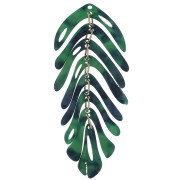 Pendente a forma di foglia 71x28 mm - Guscio di tartaruga - Verde scuro - Nero x1|raw }}