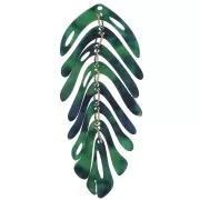 Pendente a forma di foglia 71x28 mm - Guscio di tartaruga - Verde scuro - Nero x1