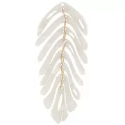 Pendente foglia 71x28 mm - Guscio di tartaruga - Bianco perlato x1