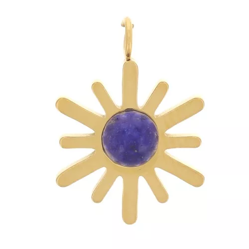 Ciondolo sole 15x10mm in acciaio inox 316L oro - Lapislazzuli